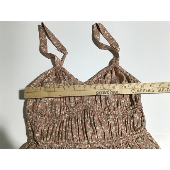 Arizona Jean Co Jumpsuit Womans Sm Brown Floral Smocked Strappy Wide Leg Peasant - Picture 15 of 16